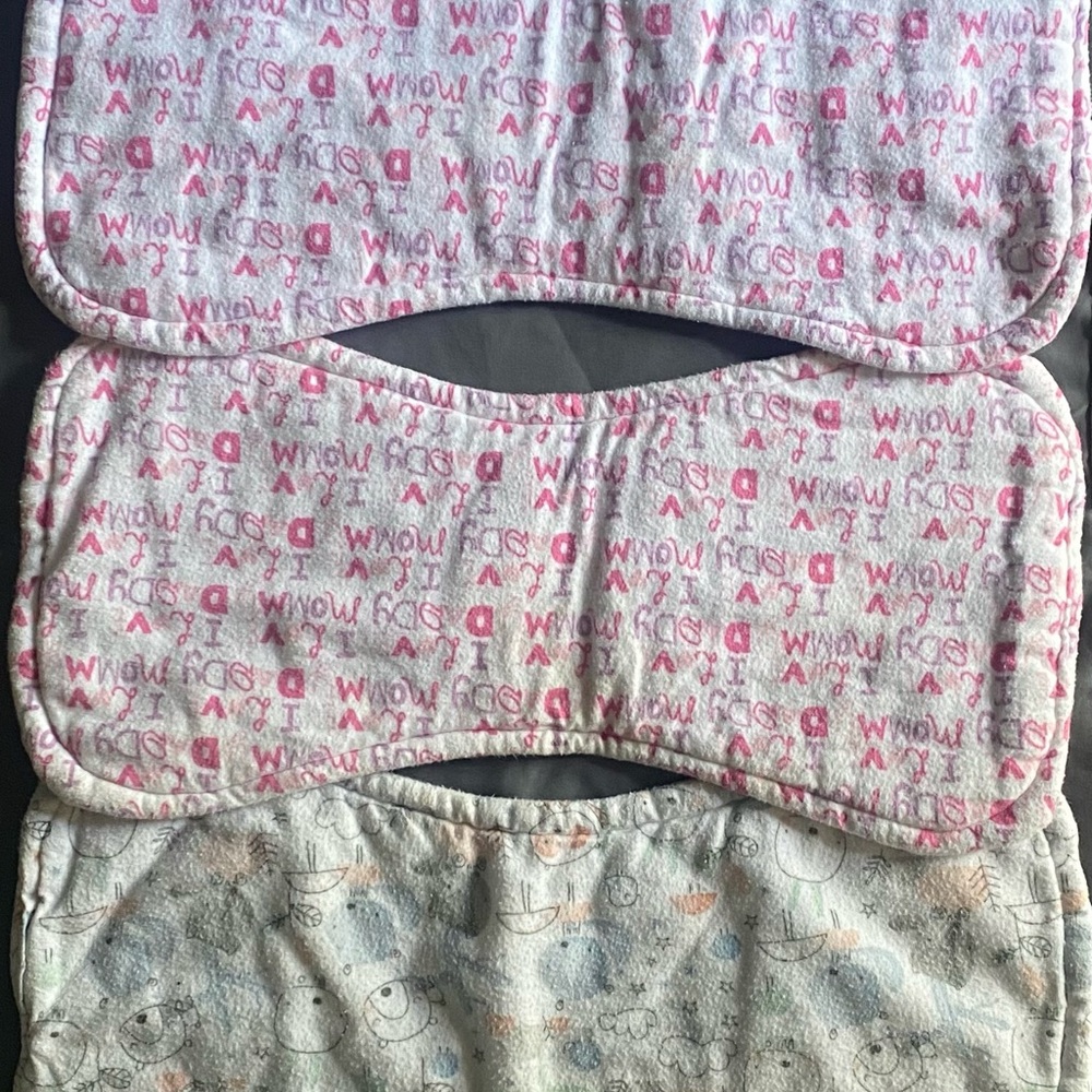 Babygirl burp rags and beanies bundle
